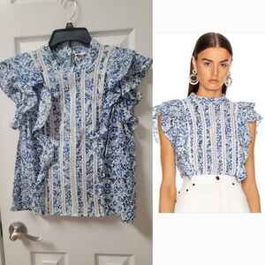Veronica Beard Sol Floral Ruffle H-neck 6